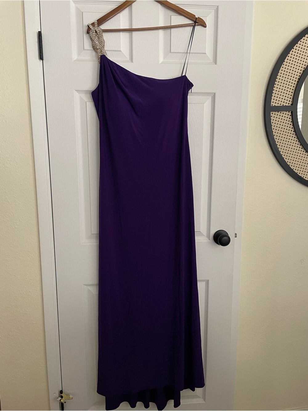 Vintage Nightway Purple Goth Glam Asymmetrical One Shoulder Evening Dress 14